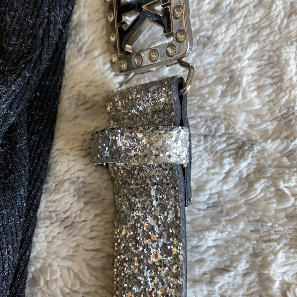 Rock Silver Belt Buckle Wide Sequins Size XL